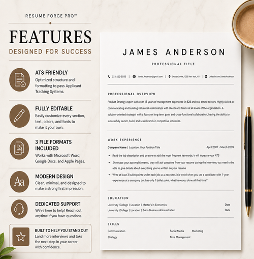 ResumeForge Pro™ ( Professional ATS Resume & Cover Letter Kit )