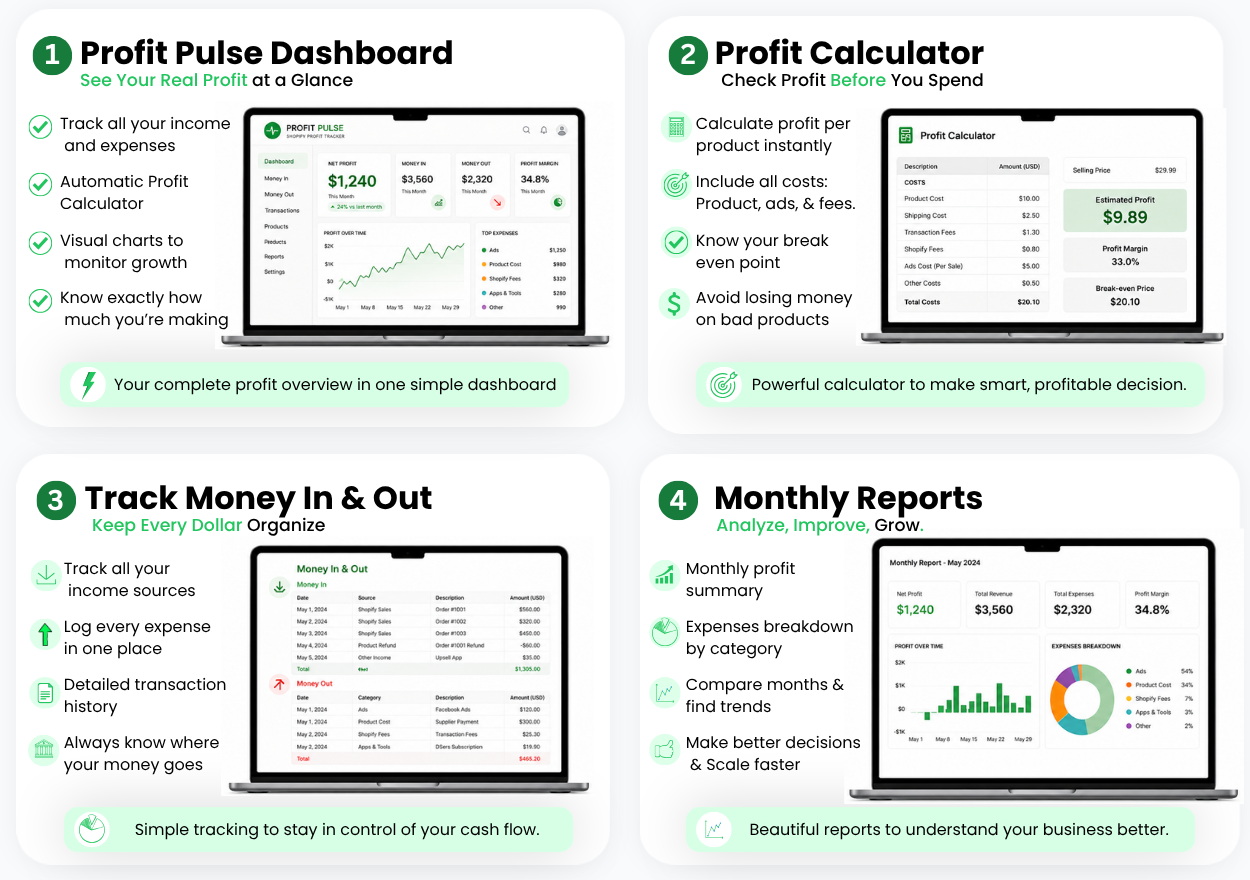 Profit Pulse System (Simple Profit Tracker for Shopify Beginners)
