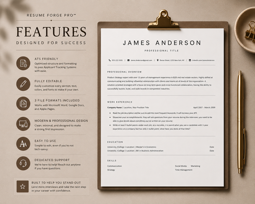 ResumeForge Pro™ ( Professional ATS Resume & Cover Letter Kit )